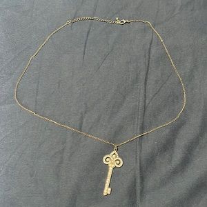 Silver diamond key necklace